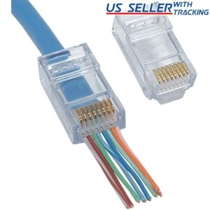 100 piezas RJ45 Enchufe modular de paso conector de red extremo 8P8C CAT6 - Imagen 1 de 3