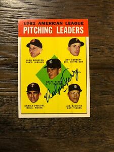 Ralph Terry NY Yankees 1963 Topps Leaders signed autographed baseball card