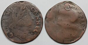 Pair of Connecticut Coppers, 1785 Miller 4.3-D and 1787 Miller 33.4-q