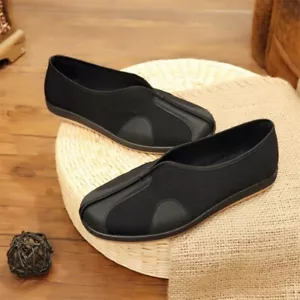 Mens Chinese Style Shoes Cloth Retro Handmade Tai Chi Kung Fu Casual Rubber Cosy - Picture 1 of 3
