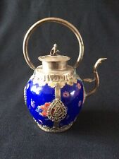 Collect China Miao Silver Armour Porcelain Monkey & Dragon Noble Tea Pot