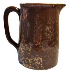 Vintage Ceramic Guernsey Pitcher or Flower Vase S60. 6. 7S Brown and Gold 6'' - Picture 1 of 6