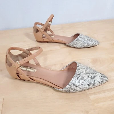 Zapatos planos halógenos de cuero Ava de piel de serpiente para mujer talla 7 M con tiras en punta animal Foto 1 de 4