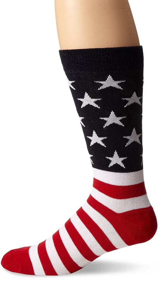 K. Bell Men's American Flag Crew Socks, Red/White/Blue, Size 6.5-12, 1 Pair - Image 1 of 1