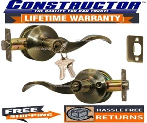 Constructor Prelude Entry Keyed Lever Handle Door Lock Set Antique Bronze Finish - Picture 1 of 2