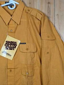 VTG NOS Swiss Army Shirt Mens XL Safari Epaulet Multiple Pockets 80s Military - Picture 1 of 17