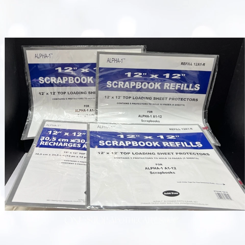 Alpha-1 PROTECTORES DE PÁGINA 12x12 álbum de recortes recarga carga superior lote de 4 Foto 1 de 1