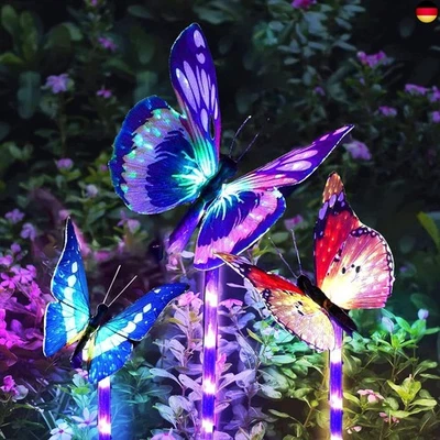 Solarlampen für Außen Garten Deko 3 Stück Schmetterling Solarleuchten mit fa - Bild 1 von 4