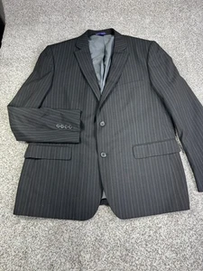 Savile Row Co Blazer Mens 44R Black Pinstripe Suit Jacket Bromley Classic Dress - Picture 1 of 13