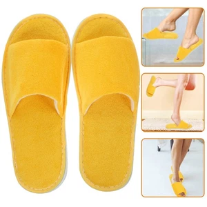  4 pares de zapatillas desechables para mujeres de hotel de huéspedes punta abierta de un solo uso - Imagen 1 de 12