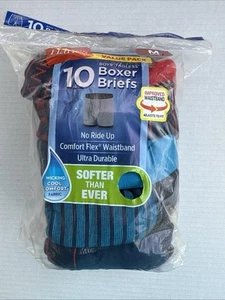 Hanes Boys Boxer Briefs 10-Pack Comfort Flex Fit Tagless Assorted Colors Med NEW - Picture 1 of 4