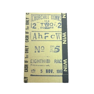 Boleto de apuestas original Churchill Downs 1969 carrera de otoño 5 de noviembre Foto 1 de 3