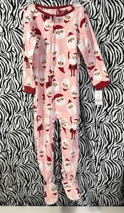 SANTA CLAUS One-Piece Footed Pajamas Size 5T Pink Girls NWT Christmas SOFT! - Picture 1 of 17