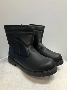 Totes Luke Mens 10M Black Waterproof Snow Boots Side Zip Faux Fur Lined - Picture 1 of 13