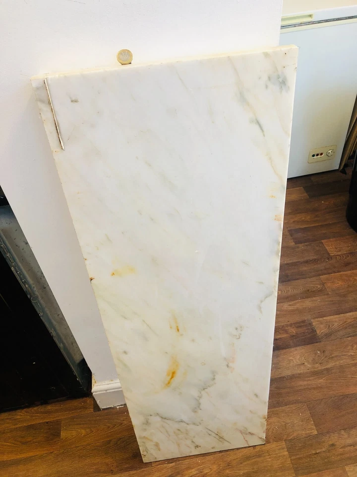 White Marble Stone Hearth Has some stains damage Collection Only  ra - Image 1 of 4