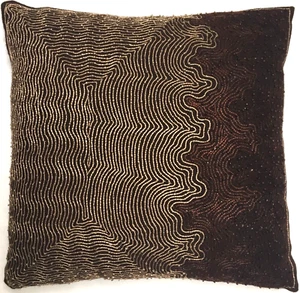 Anke Drechsel Cushion Unikat Meisterstück Embroidered Cashmir Kissen Braun Gold - Bild 1 von 11