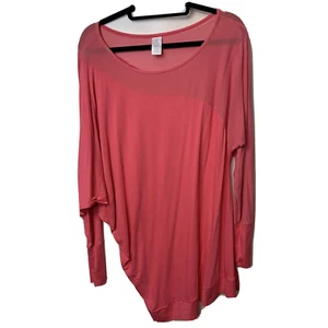 Livi Active Womans Asymmetrical Sleeve Active Top Plus Size 18/20 Coral - Picture 1 of 7