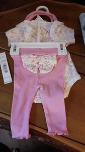Brand Nwt 0-3 Nicole Miller Outfit Baby. Comes With Bib. 3 Piece Outfit.  - Picture 1 of 3