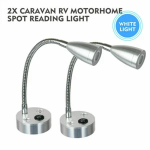 2x 12V LED Spot Reading Light Switch Camper Van Caravan For Boat Motorhome Light - Picture 1 of 10