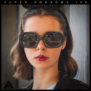 Gafas de sol para mujer modernas octogonales biseladas gruesas plástico redondo mod - Imagen 1 de 33