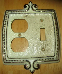 Vintage Socket Switch Plate Combo Metal SA - Picture 1 of 3