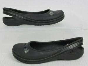 CROCS Genna II Gem Flat Slingback Shoes w Rhinestone Charm Big Girls Size 3 GUC - Picture 1 of 10