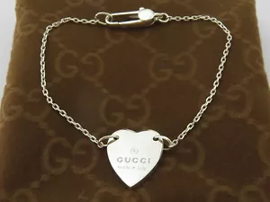 Gucci Sterling Silver Trademark Heart Bracelet - Picture 1 of 3