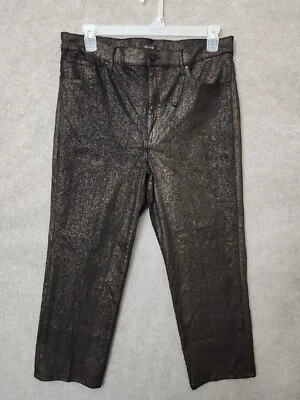 Pantalones de vestir Express de tiro súper alto para mujer 14 bronce moteado recto NUEVO Foto 1 de 4