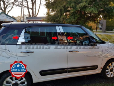 2014-2020 Fiat 500L 4Dr 6Pc Chrome Pillar Post Stainless Steel Trim Door Cover - Image 1 of 3