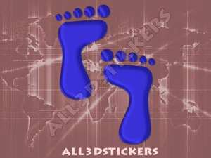 3D Sticker Decal Resin Domed Footprints Adhesive Decal  Blue - Picture 1 of 1