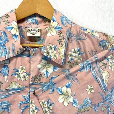 Go Barefoot Vtg Hawaiian Shirt Mens Made in USA Loop Collar Beachwear Relax 2XL - Image 1 of 4