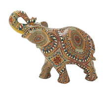 9" x 8" Multi Colored Polystone Elephant Sculpture, by