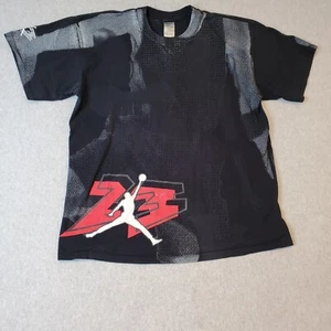 Vintage Jordan 23 All Over Print Men's Shirt Black Size XL Retro Y2K Nike - Picture 1 of 16