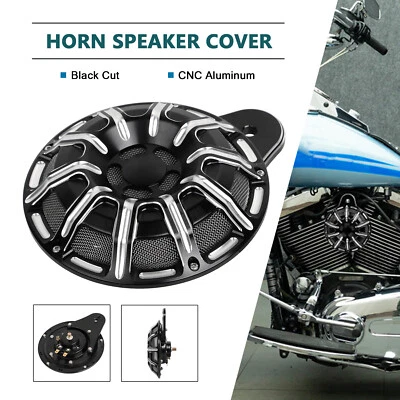 Black Cut Horn Speaker Cover For Harley Street Road Glide Dyna FXD Sportster 883 - Изображение 1 из 4