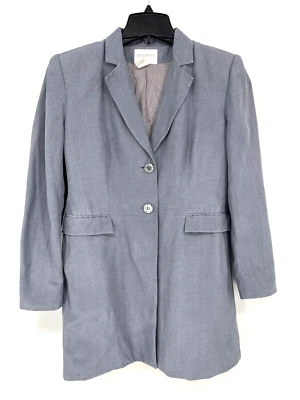 Hugo Buscati Colección Mujer 8 Seda/Lino Abrigo Bolsillos Largo Blazer Elegante Foto 1 de 4