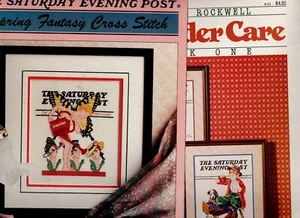 1980s CROSS STITCH PATTERNS FROM 1930S MAGAZINE ART COVERS SATURDAY EVENING POST - Picture 1 of 6