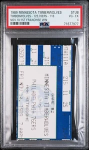 11/10/89 Minnesota Timberwolves First NBA #1 Franchise Win Ticket Stub PSA 4 EX+ - Picture 1 of 2