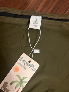 Women's Size S, Swim Bottoms Brief Black High Waist Side Ties, Dark Green - Picture 1 of 3