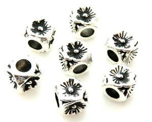 30 Antiqued Tibetan Silver 5mm Square Cube Flower Bali Spacer Metal Beads - Picture 1 of 3