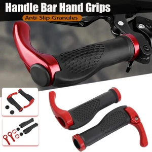 2PCS Red Mountain Bike Bicycle Handlebar Rubber Grips Cycling Lock-On Ends Set - Picture 1 of 8