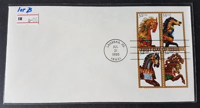 USA 1995 Carousel Horse Stamp FDC lot B (official issue)mild toned 美国木马首日封(轻微斑点) - Image 1 of 3