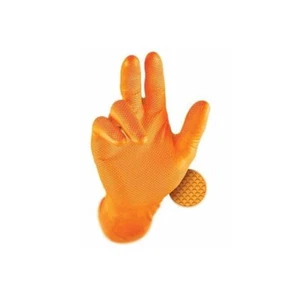 Premium Orange Nitrile Gloves Powder-Free Latex-Free Ambidextrous Textured Grip - Picture 1 of 9