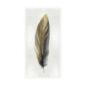 Impresión sobre lienzo papel póster o imagen Woods Julia Gold Feather On Silver II - Imagen 1 de 2