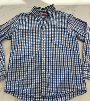 Izod Mens Blue Check Pattern Long Sleeve Button-Down Slim Fit Shirt Size M - Image 1 of 4