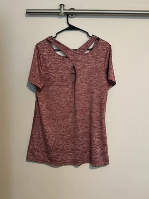 Kimmery Women's Red Athletic Top Criss Cross Back Short Sleeve Size L - Image 1 of 3