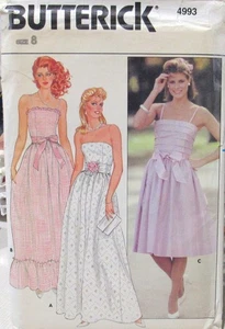 VTG 70s Butterick 4993 Womens Sz 8 Prom Bridal Dress Gown Pattern Cottagecore FF - Picture 1 of 2