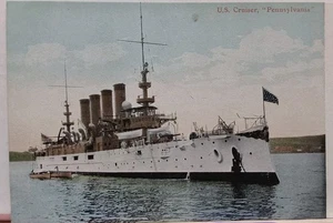 US Cruiser BATTLESHIP Pennsylvania 1908 UNP WWI Illustrated NAVY - Picture 1 of 2