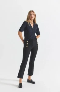 DEREK LAM 10 CROSBY Sz 8 ROBERTSON CROP FLARE TROUSERS Black Womens Pants $365 - Picture 1 of 11