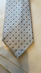 Ermenegildo Zegna Silver and Black Patterned Tie Silk made in Italy geometric - Picture 1 of 7