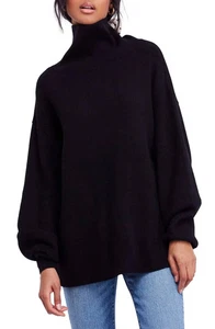 Suéter túnica tejido negro suave estructurado Free People boho de gran tamaño pequeño - Imagen 1 de 7
